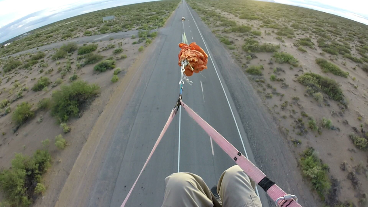 paragliding high tow on Hwy XXX southern New Mexico