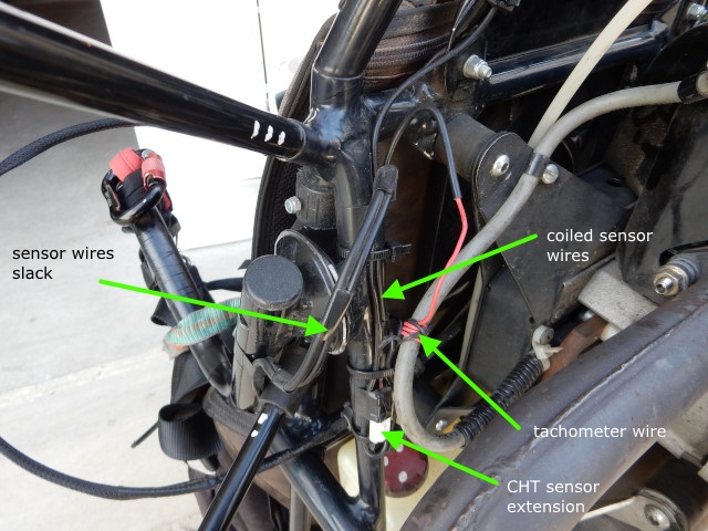 Top 80 detail of CHT and tachometer sensor wire location