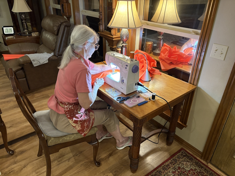 Marilyn crafting a windsock